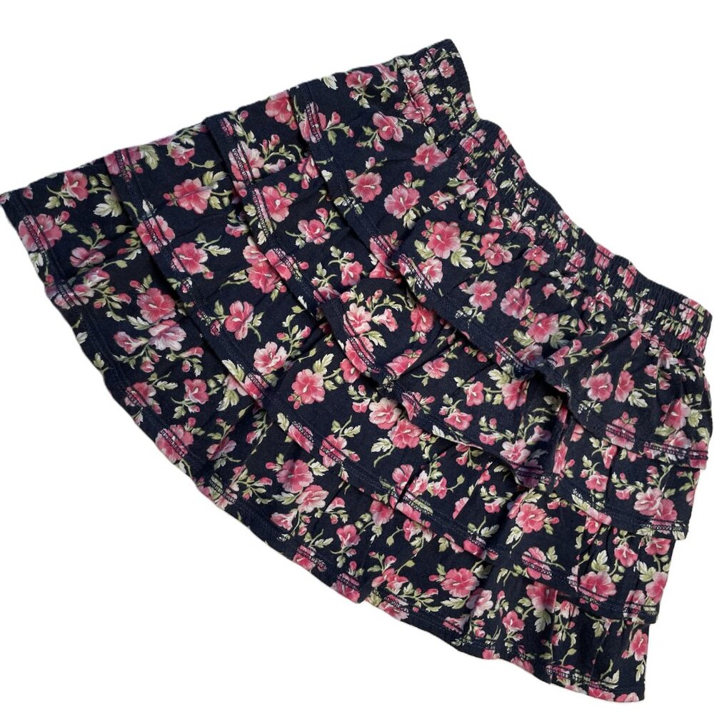 Hollister Blue Pink Floral Tiered Mini Skirt - Y2K Coquette Size Small - Picture 3 of 7